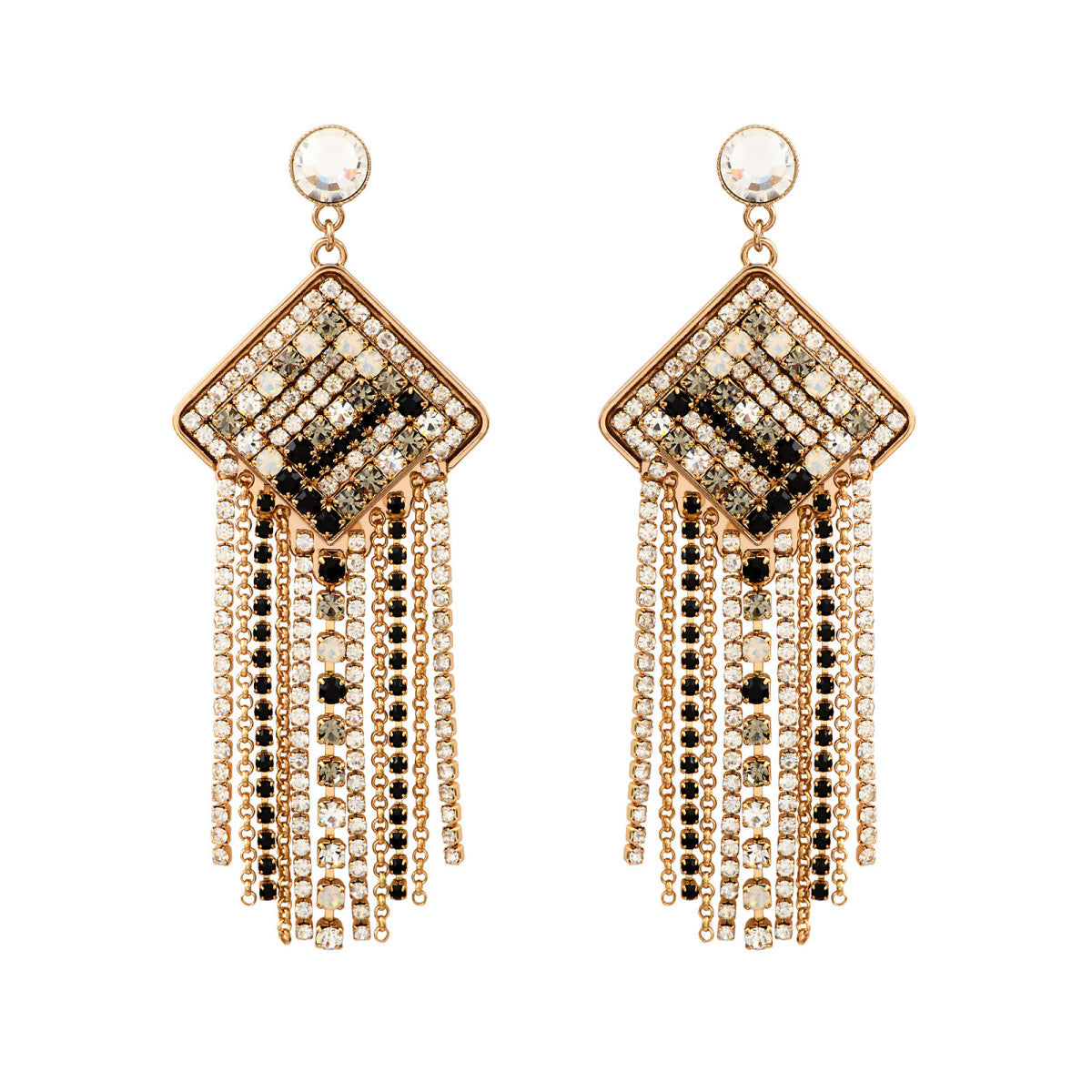 Boucles d'oreilles scintillantes cristaux Prestige - noir Noir blanc