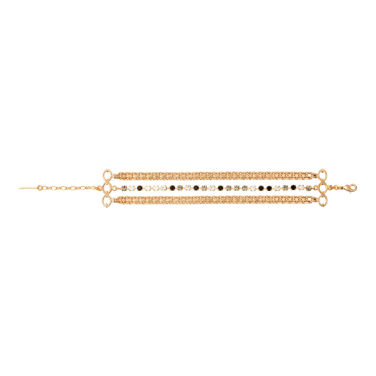 Bracelet multi-rangs réglable cristaux Prestige - noir Noir blanc