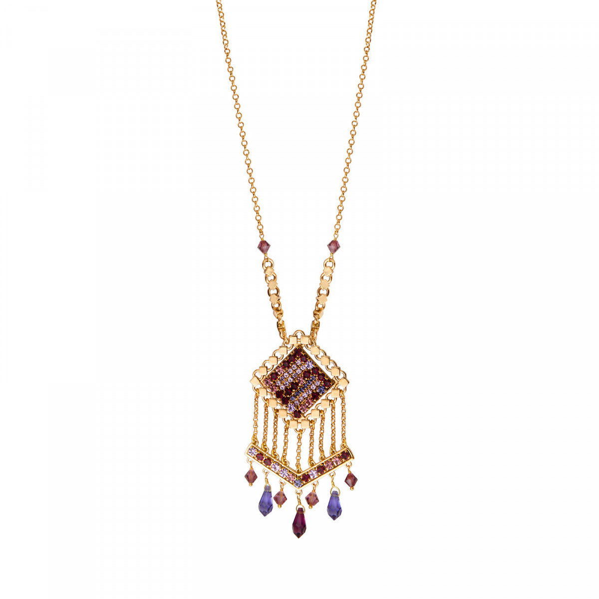 Collier pendentif réglable strass Precious - violet Violet