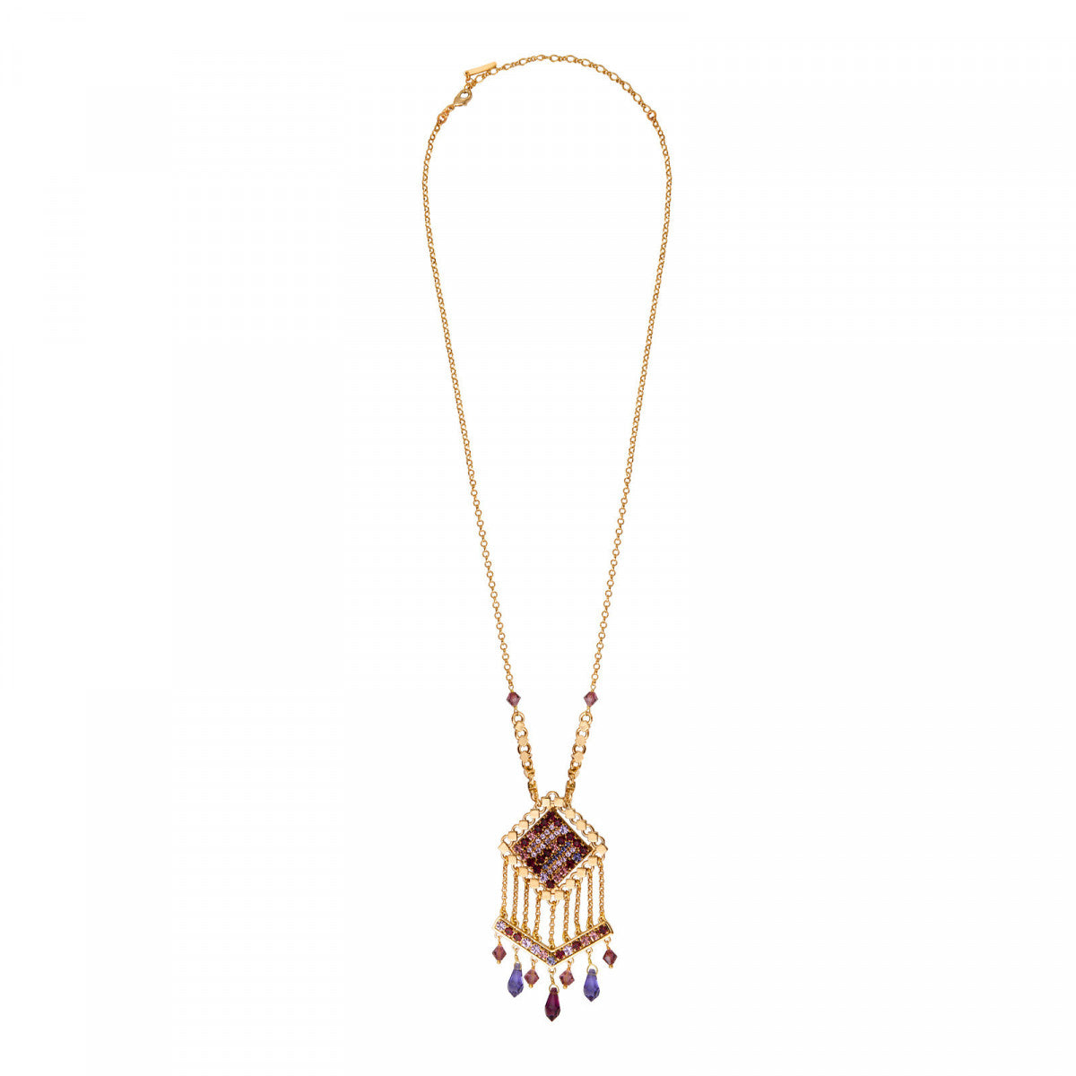 Collier pendentif réglable strass Precious - violet Violet