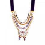 Collier choker velours cristaux Prestige pendentif - violet Violet