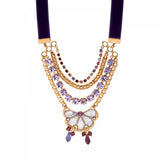Collier choker velours cristaux Prestige pendentif - violet Violet