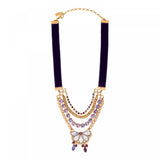 Collier choker velours cristaux Prestige pendentif - violet Violet