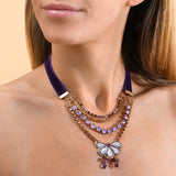 Collier choker velours cristaux Prestige pendentif - violet Violet