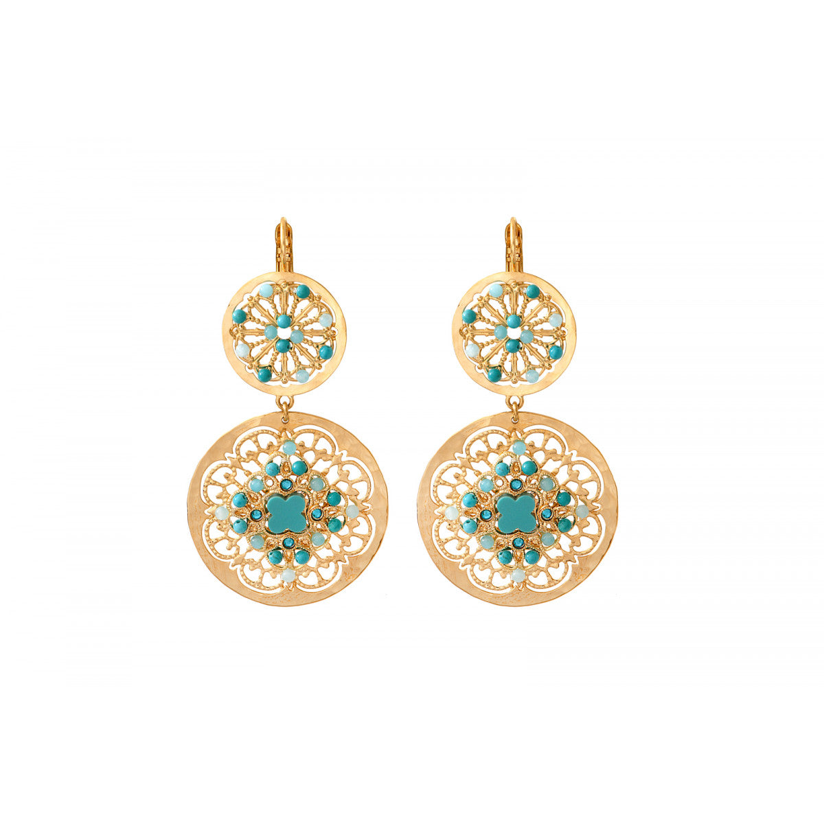 Grandes boucles d'oreilles dormeuses turquoise reconstituée - turquoise Turquoise