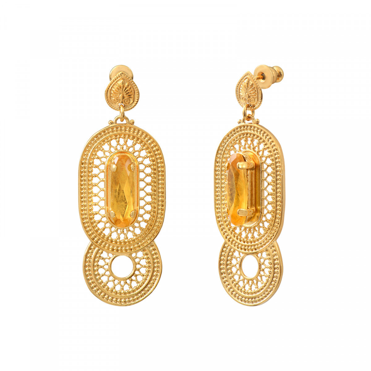 Boucles d'oreilles percées filigrane Noor - jaune Jaune