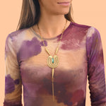 Collier sautoir filigrane Noor cristal - vert Turquoise
