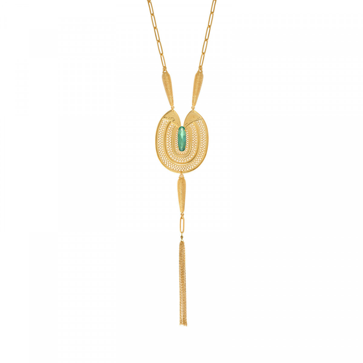 Collier sautoir filigrane Noor cristal - vert Turquoise