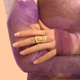 Bague large filigrane Noor cristal medium - jaune Jaune