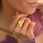 Bague large filigrane Noor cristal medium - rose Rose