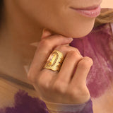 Bague large filigrane Noor cristal medium - rose Rose