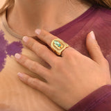 Bague large filigrane Noor cristal medium - vert Turquoise