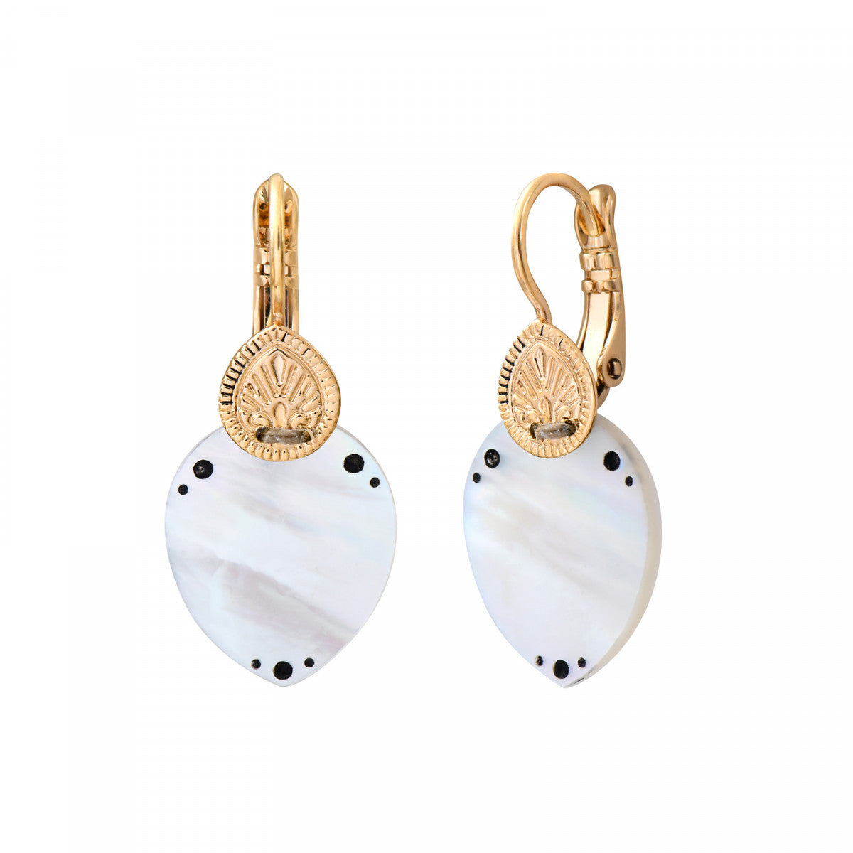 Mini boucles d'oreilles dormeuses Mindoro nacre - blanc Nacre turquoise