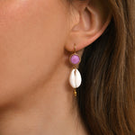 Boucles d'oreilles dormeuses Mindoro cauri - violet Pawa