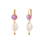 Boucles d'oreilles dormeuses Mindoro cauri - violet Pawa