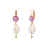 Boucles d'oreilles dormeuses Mindoro cauri - violet Pawa