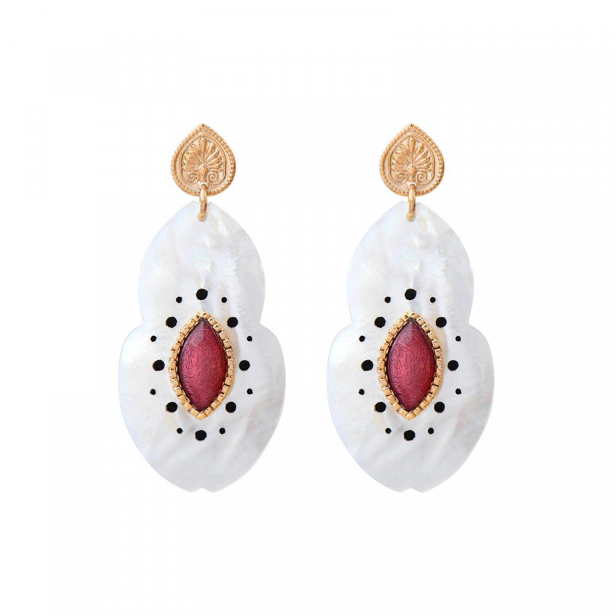Boucles d'oreilles percées Mindoro nacre - blanc Nacre turquoise