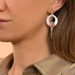Boucles d'oreilles longues percées Mindoro nacre - blanc Nacre turquoise