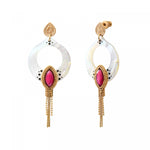 Boucles d'oreilles longues percées Mindoro nacre - blanc Nacre turquoise