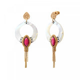 Boucles d'oreilles longues percées Mindoro nacre - blanc Nacre turquoise