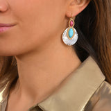 Boucles d'oreilles dormeuses Mindoro nacre - blanc Nacre turquoise