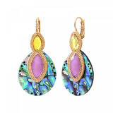 Boucles d'oreilles dormeuses Mindoro nacre paua - bleu irisé Pawa