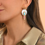 Boucles d'oreilles pendantes percées Mindoro nacre - blanc Nacre turquoise