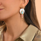 Boucles d'oreilles pendantes percées Mindoro nacre - blanc Nacre turquoise
