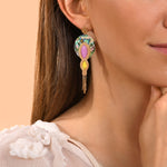 Boucles d'oreilles pendantes percées Mindoro nacre paua - bleu irisé Pawa