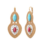 Boucles d'oreilles dormeuses Mindoro nacre métal perlé - blanc Nacre turquoise