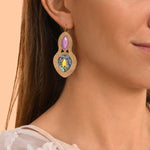 Boucles d'oreilles dormeuses Mindoro nacre paua métal perlé - bleu irisé Pawa