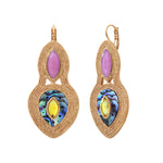 Boucles d'oreilles dormeuses Mindoro nacre paua métal perlé - bleu irisé Pawa