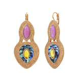 Boucles d'oreilles dormeuses Mindoro nacre paua métal perlé - bleu irisé Pawa