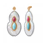 Boucles d'oreilles percées tribales Mindoro nacre - blanc Nacre turquoise