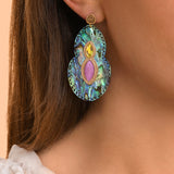 Boucles d'oreilles percées tribales Mindoro nacre paua - bleu irisé Pawa