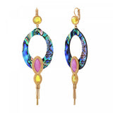 Boucles d'oreilles pendantes dormeuses nacre paua - bleu irisé Pawa