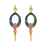 Boucles d'oreilles pendantes dormeuses nacre paua - bleu irisé Pawa