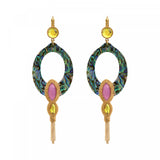Boucles d'oreilles pendantes dormeuses nacre paua - bleu irisé Pawa