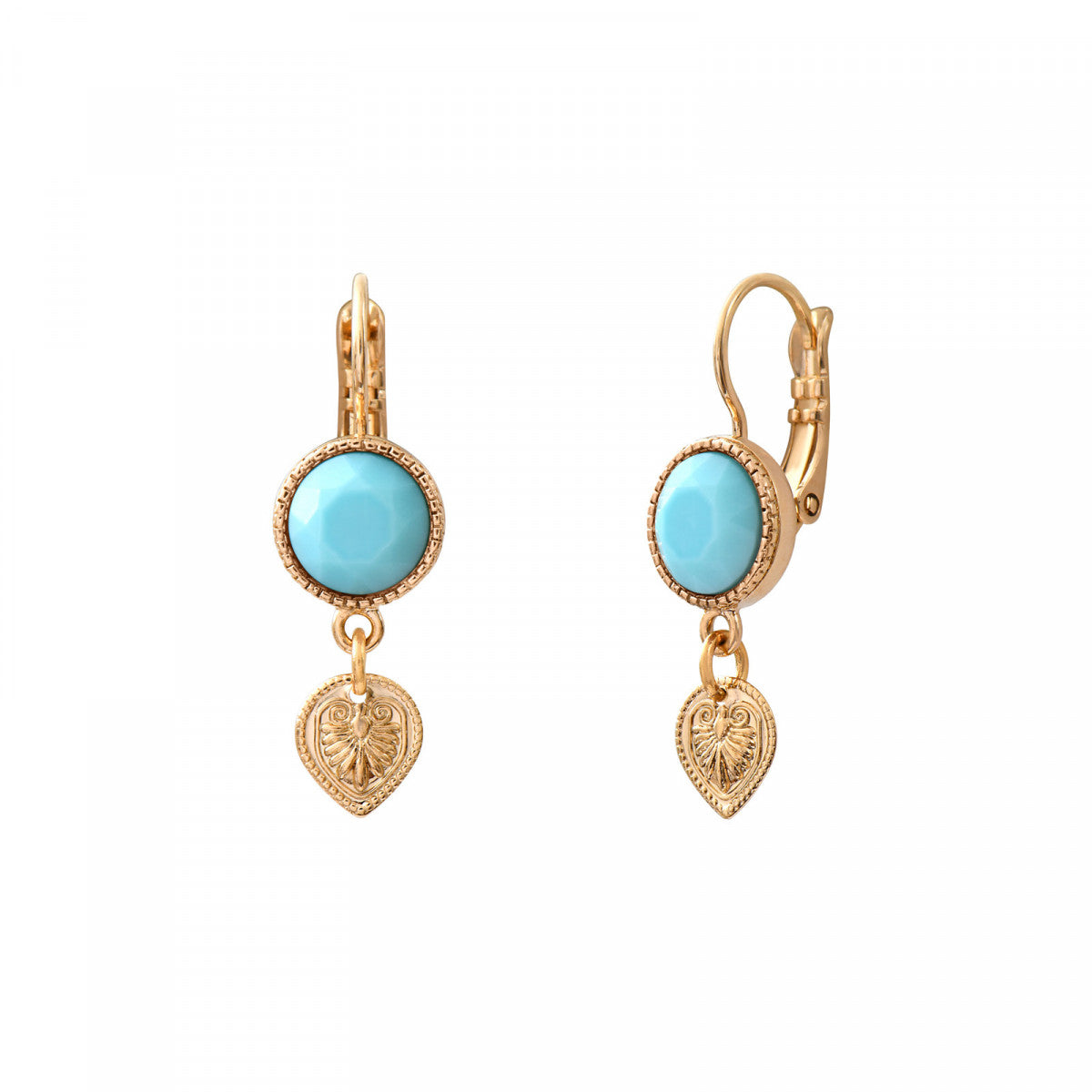 Mini boucles d'oreilles dormeuses Mindoro - turquoise Nacre turquoise