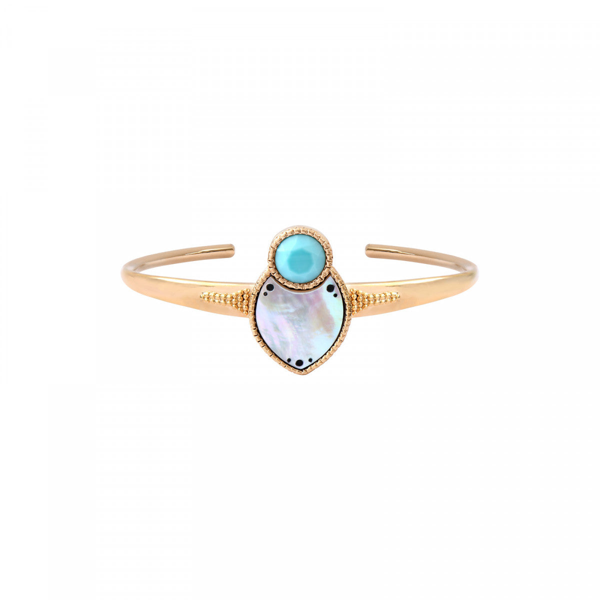 Bracelet jonc ajustable Mindoro nacre - blanc Nacre turquoise