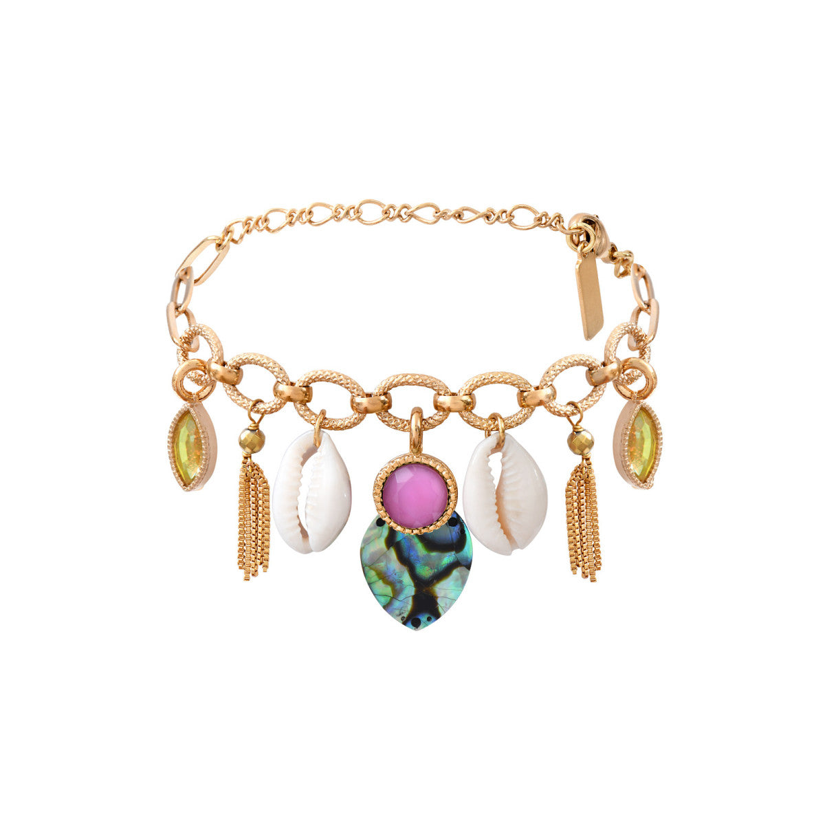 Bracelet chaîne charm's Mindoro nacre paua - bleu irisé Pawa