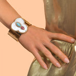 Bracelet manchette ajustable Mindoro nacre - blanc Nacre turquoise