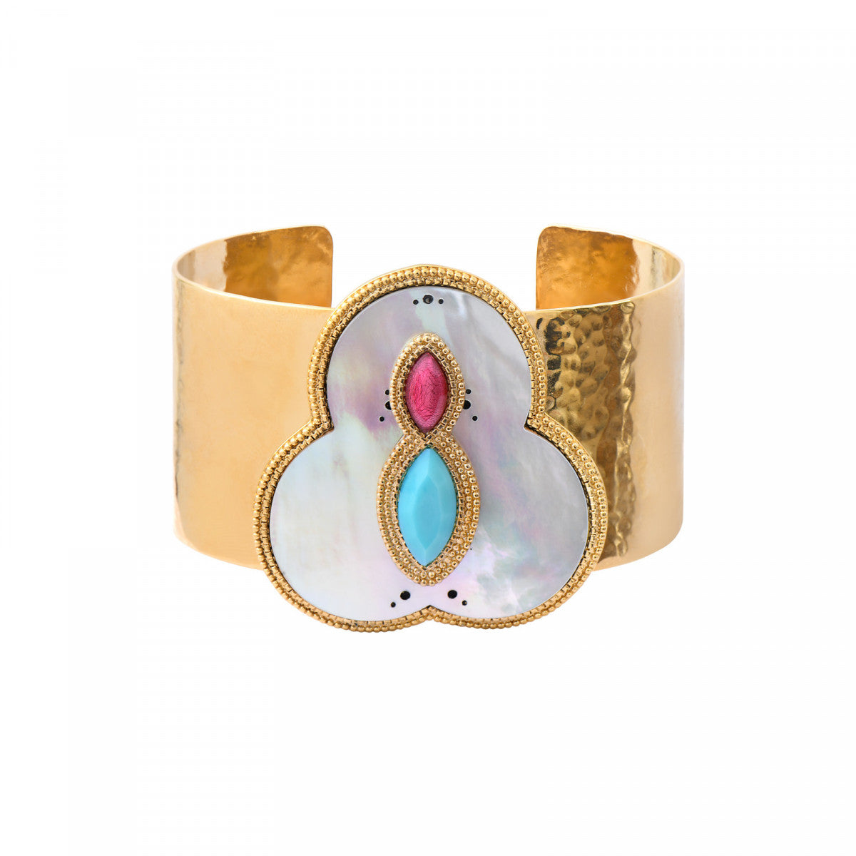 Bracelet manchette ajustable Mindoro nacre - blanc Nacre turquoise
