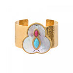 Bracelet manchette ajustable Mindoro nacre - blanc Nacre turquoise