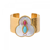 Bracelet manchette ajustable Mindoro nacre - blanc Nacre turquoise