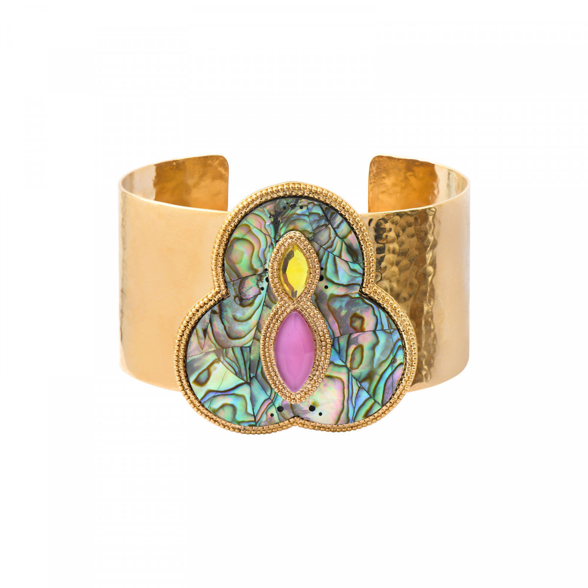 Bracelet manchette ajustable Mindoro nacre paua - bleu irisé Pawa