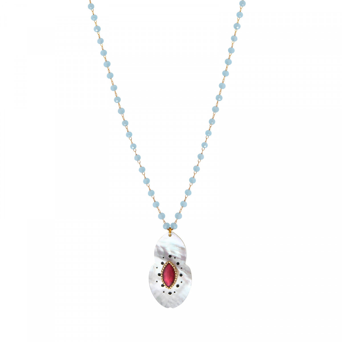 Collier de perles gemmes pendentif nacre Mindoro - blanc Nacre turquoise