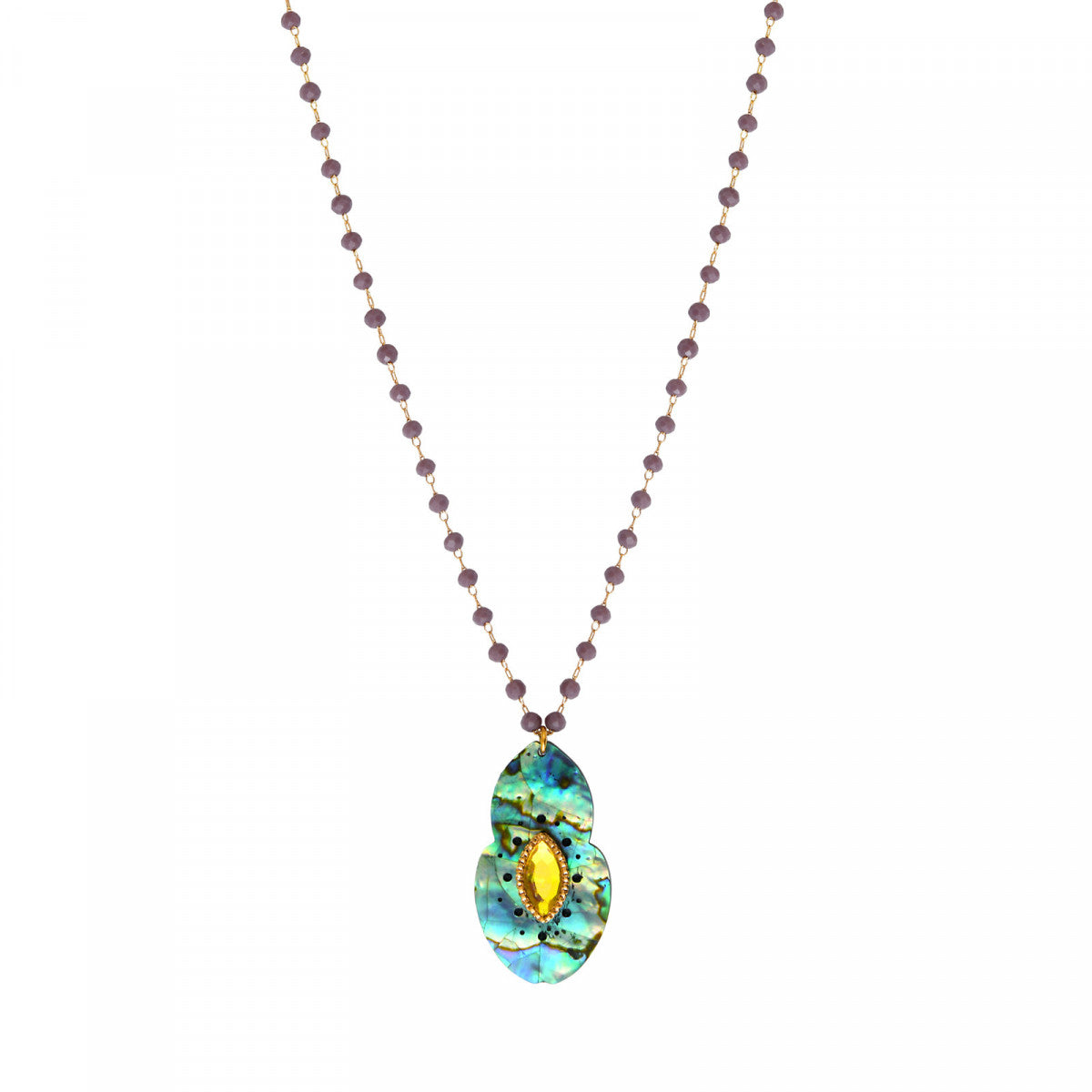 Collier de perles gemmes pendentif nacre paua Mindoro - bleu irisé Pawa