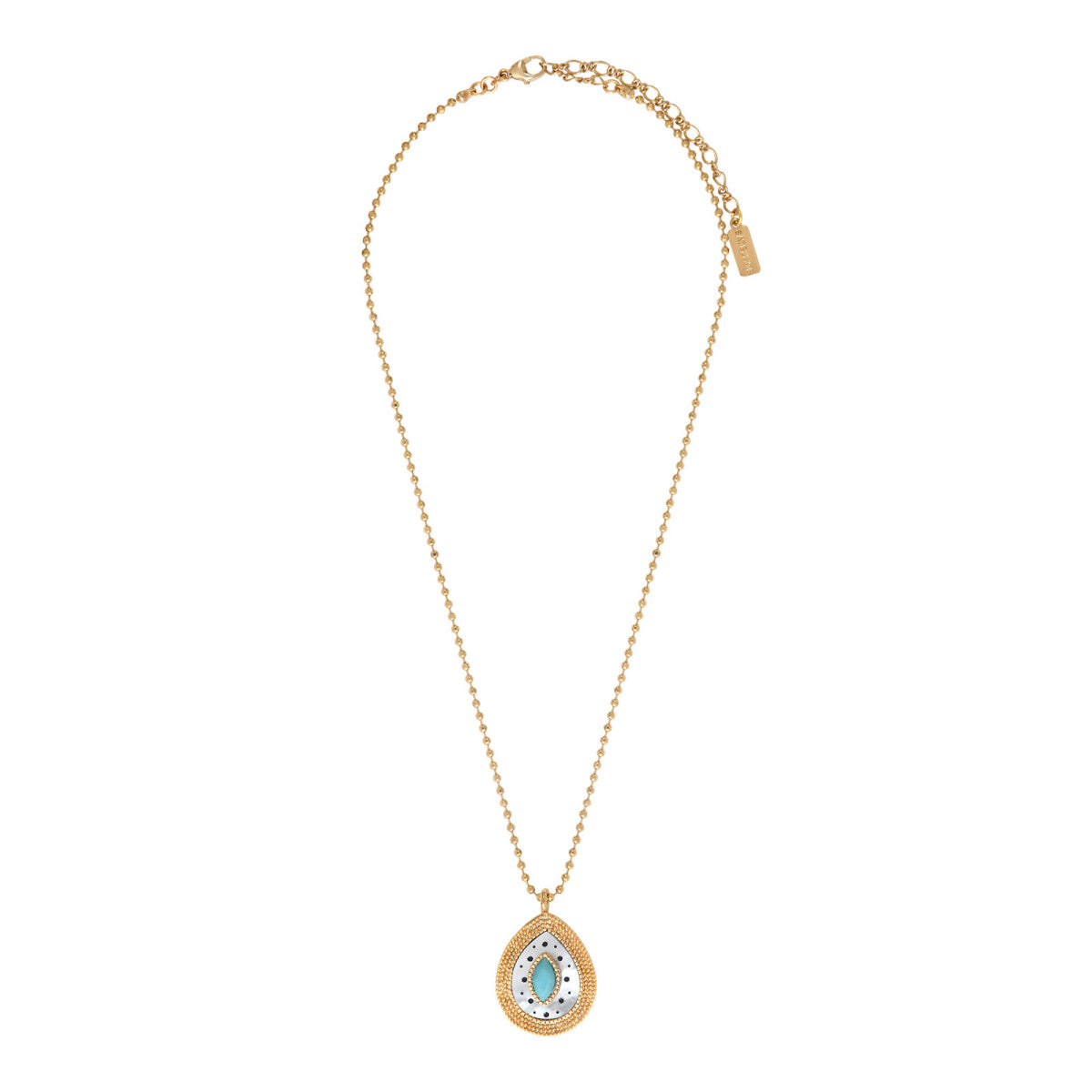 Collier pendentif chaîne perles boules nacre - blanc Nacre turquoise