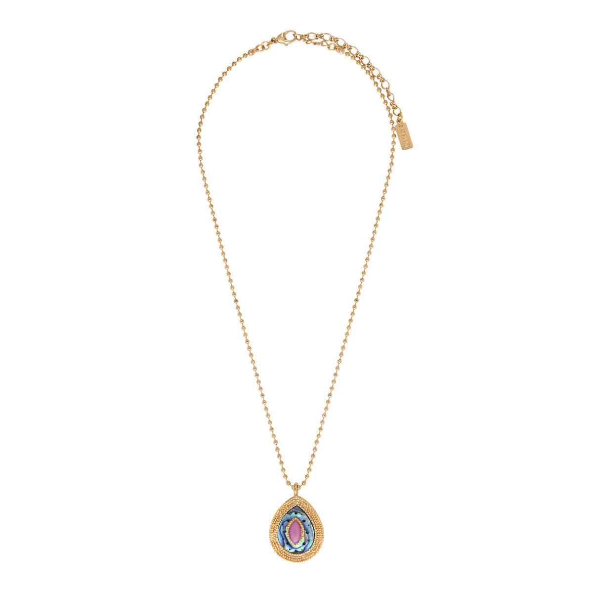 Collier pendentif chaîne perles boules nacre paua - bleu irisé Pawa